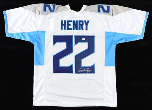 Derrick Henry Custom Tennessee Signed Football White Jersey JSA