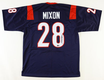 Joe Mixon Signed Custom Hoston Blue Football Jersey PIA