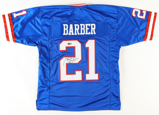 Tiki Barber Custom New York Autographed Football Legacy Jersey (JSA & PIA)