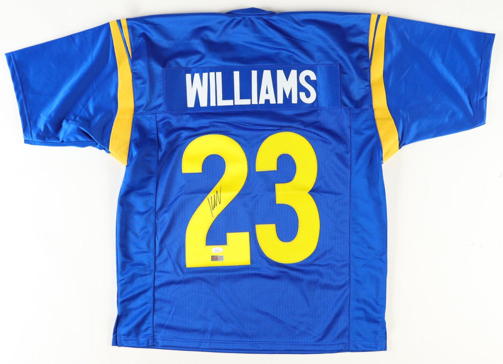 Kyren Williams Autographed Los Angeles Custom Football Blue Jersey (PIA)