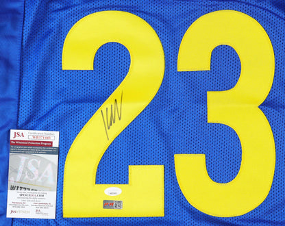 Kyren Williams Autographed Los Angeles Custom Football Blue Jersey (PIA)