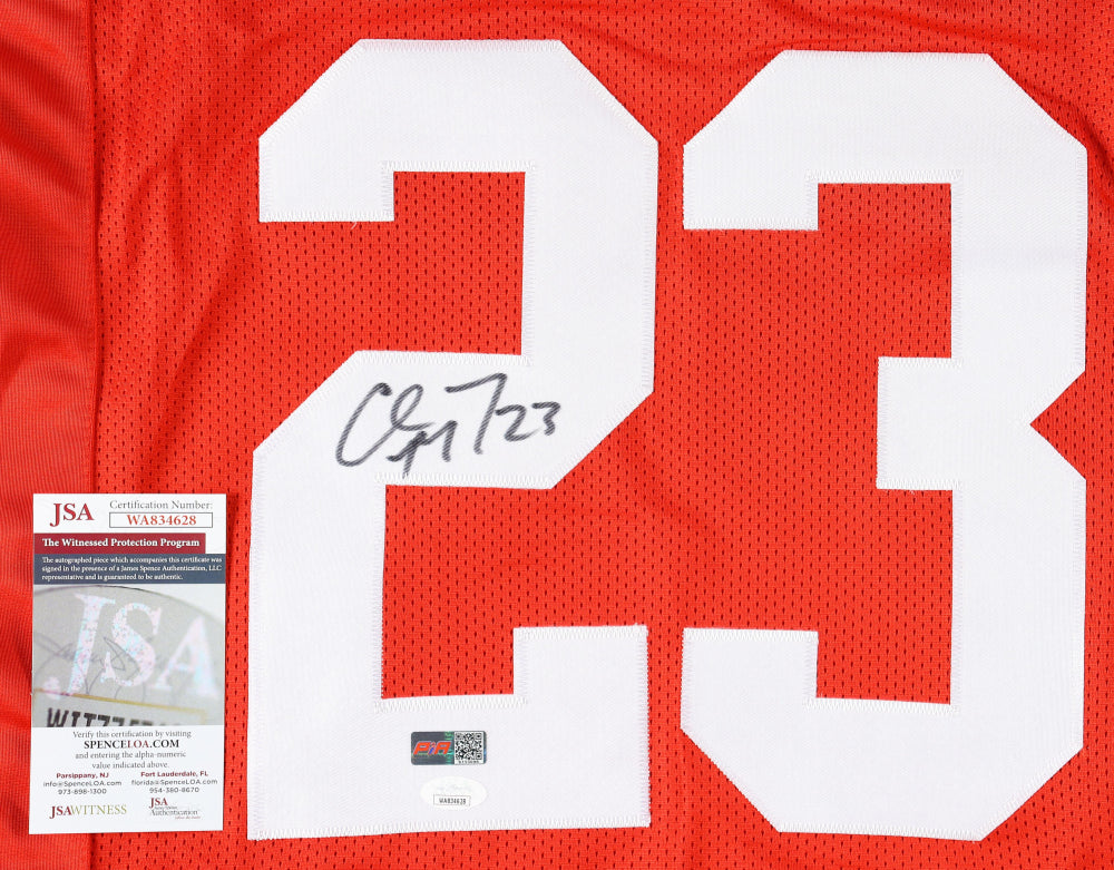 Christian McCaffrey Signed San Francisco 49ers Custom Red Football Jersey (PIA)