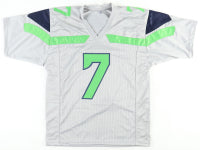 Geno Smith Autographed Seattle Custom Football Gray Jersey (PIA)