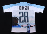 Chris Johnson Custom Tennessee Autographed Football Art Jersey (JSA)