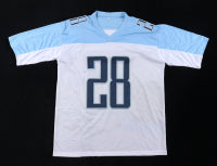 Chris Johnson Custom Tennessee Autographed Football Art Jersey (JSA)