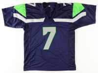 Geno Smith Autographed Seattle Custom Football Blue Jersey (PIA)